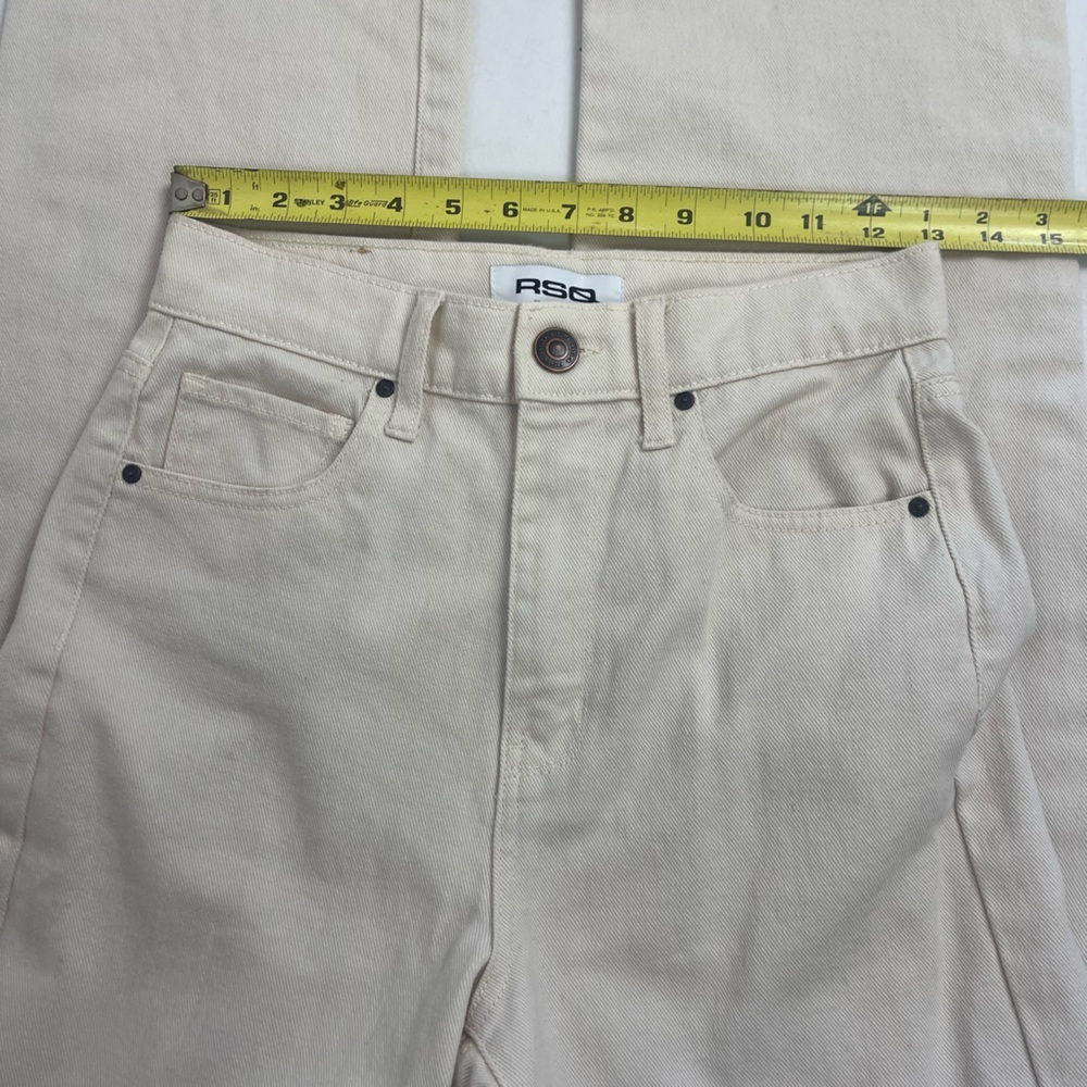 RSQ High Rise Relaxed Straight Leg Cream Jeans Size 25 - Picture 3 of 14